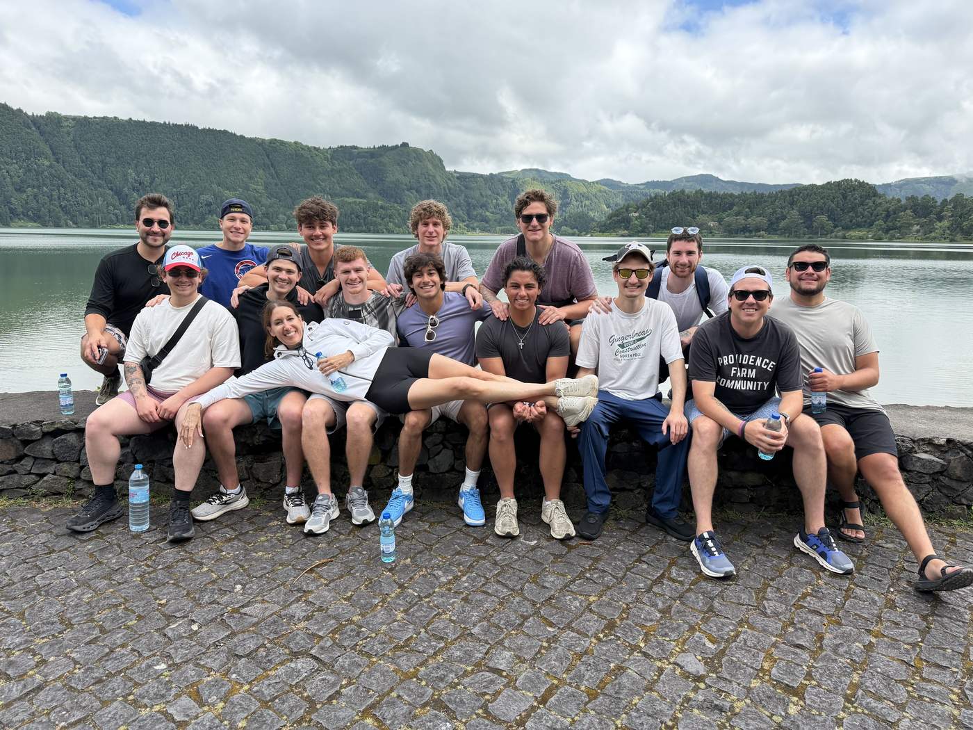Providence Farm alumni together by a lake